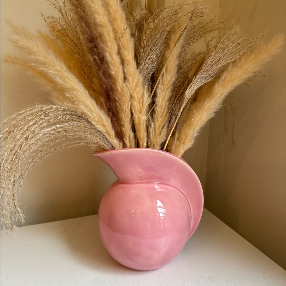 Vintage Pink Ceramic Sculptural Vase | Mid Century Modern Style | Pottery Decor